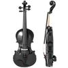 Wooden Violin, Full Size 4/4, Case, Bow, Rosin, Tuners, Strings, Shoulder Rest, Black