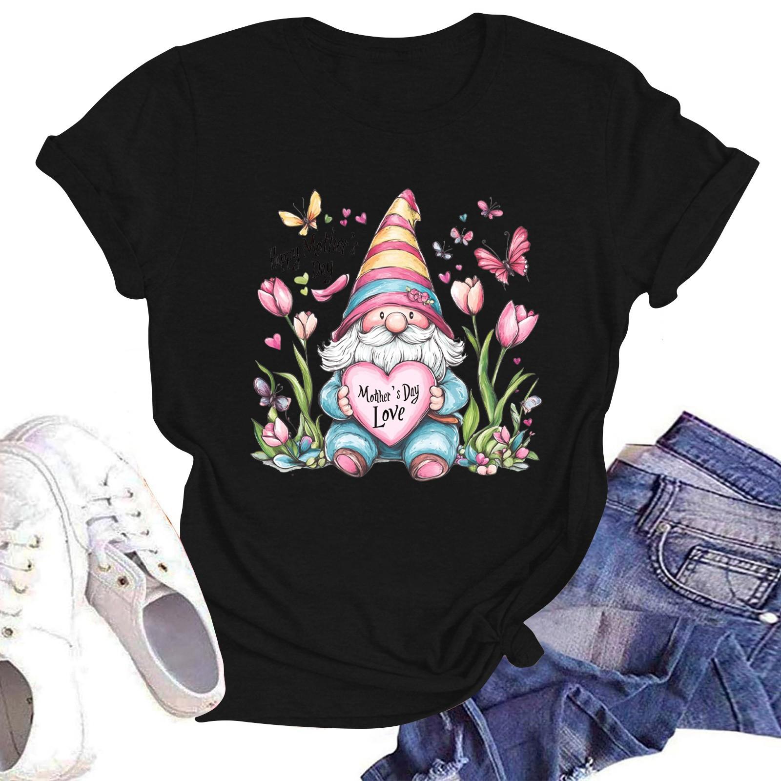 

Женская повседневная футболка с круглым вырезом и короткими рукавами с принтом L чёрный