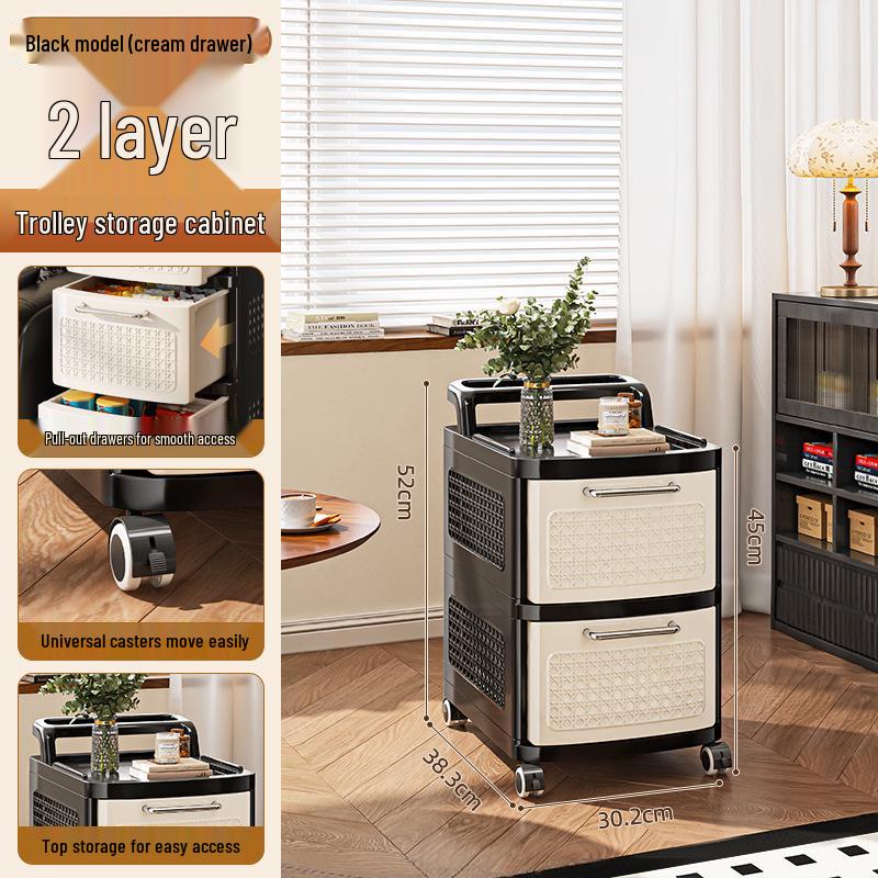 Movable Multi-Layer Storage Rack for Living Room and Bedroom: Snack, Toy, and Book Organizer