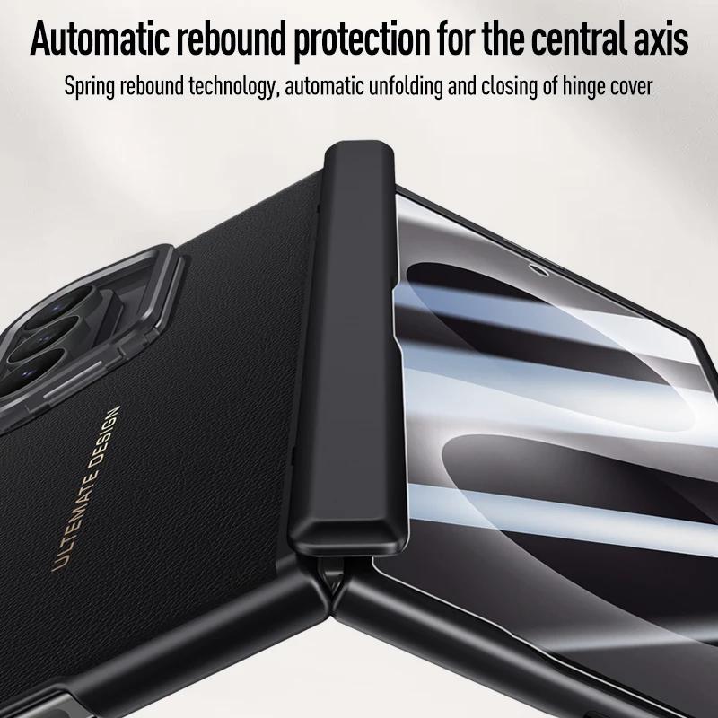 Luxury Matte Leather Folding Hinge Case for Samsung Galaxy Z Fold 8 Ultra Tempered Film Lens Holder Shockproof Protection Cover