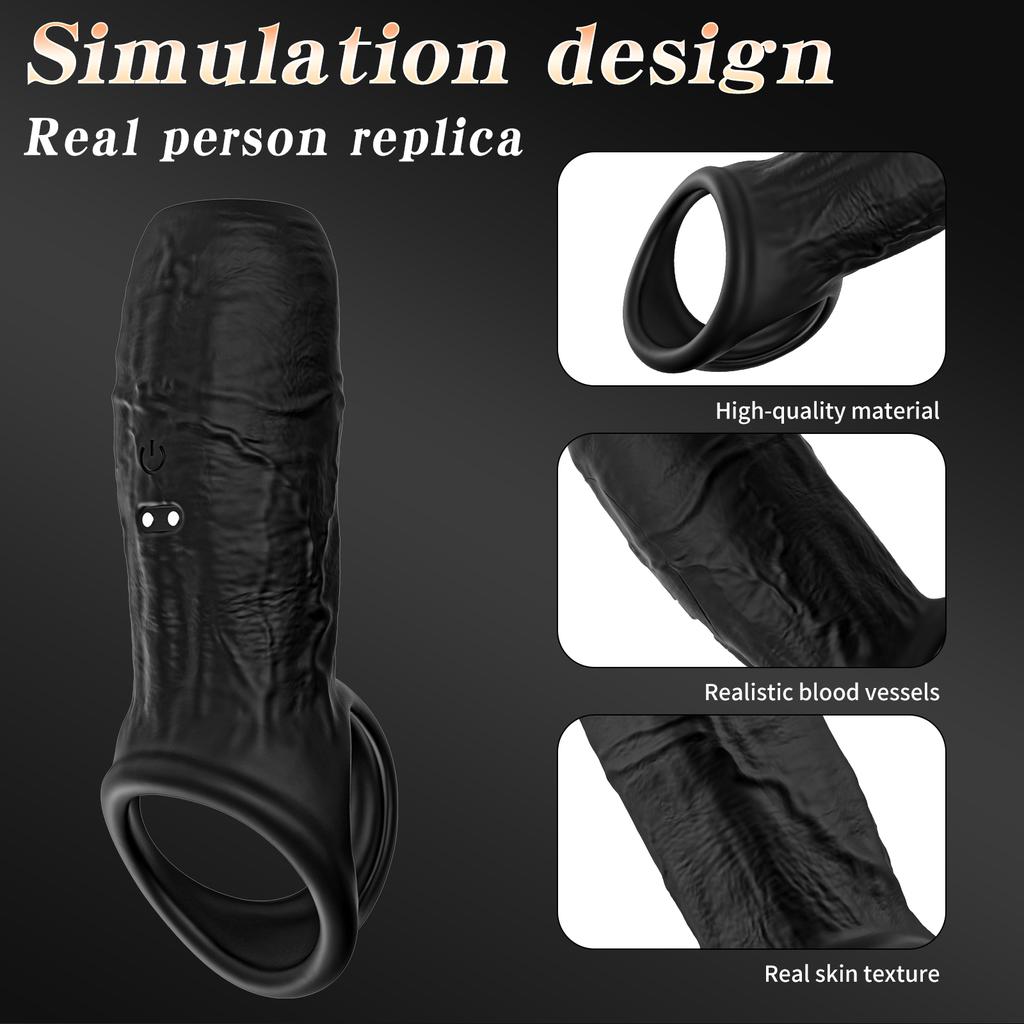 App Control Vibrating Penis Sleeve Cock Ring Penis Extender for G Spot Clitoris Vibrator Stimulation Adult Sex Toy for Men Delay Ejaculation Wearable