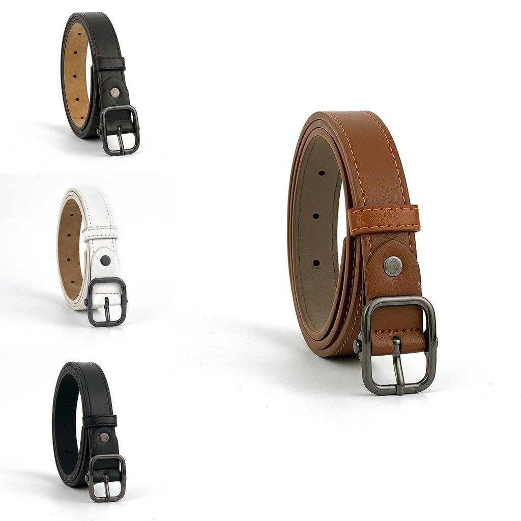 Minimalist Pu Leather Square Buckle Belt With Metal Pin Buckle For Daily Wear