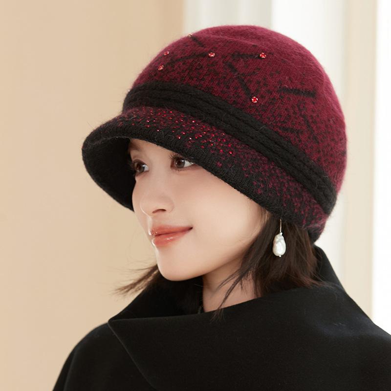 Women's Winter Warm Stylish Versatile Fashionable Beret Hat Anti-cold Ear Protection Wool Cap Middle-aged And Elderly Mom Hat