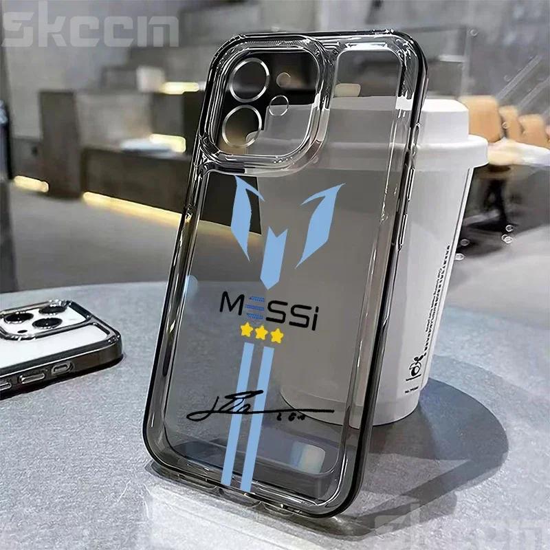 MESSi Football Transparent Phone Case For iPhone 15 16 14 13 12 11 Pro Max Mini X XS XR 7 8 15 Plus Shockproof Soft Cover