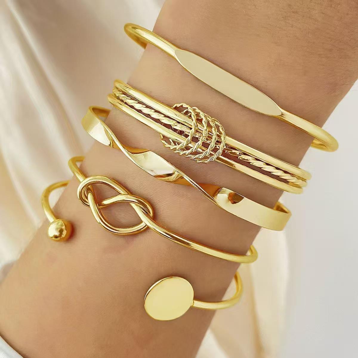 Винтажный многослойный регулируемый металлический набор браслетов