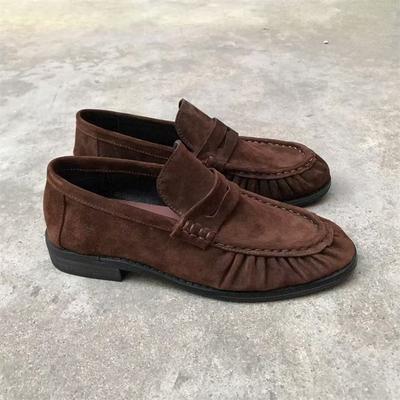 Franse retro platte schoenen gemaakt van puur handgemaakt kalfsleer, Le Fu dames rubberen zool, één-stap comfortabele en casual singl