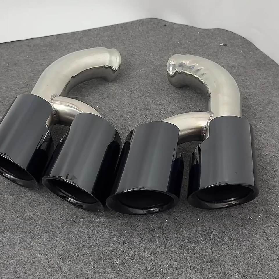 Stainless Steel Round Muffler Tailpipe for 2015-2017 Porsche Cayenne GTS Three-Layer Exhaust Pipe