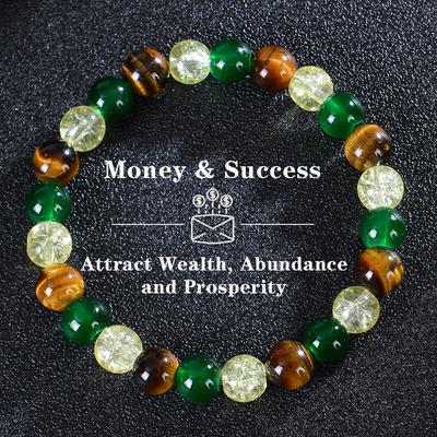 Natural Healing Crystal Bracelet For Women 8mm Natural Stone Beads Money Wealth Success Bracelet Good Luck Jewelry Gift