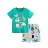 Boys' Summer Short Sleeve Set with Luminous Animal Print, Knit Cotton Sportswear