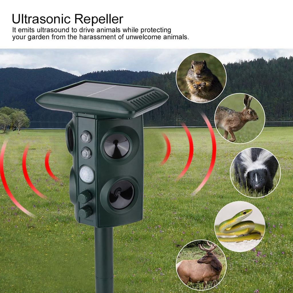 Garden Solar Ultrasonic Vibration Buzzer Animal Repeller Yard Outdoor Pest Repellent