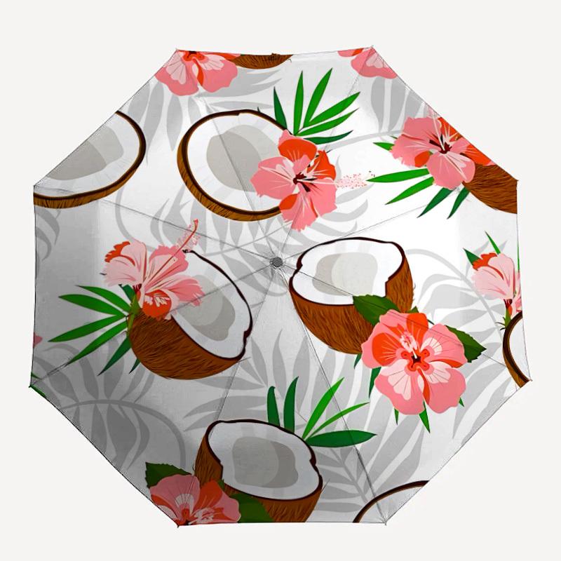 1pc Coconut Floral Pattern Automatic Open/Close Umbrella - Compact Travel Umbrella, Gift for Birthdayyy251208164