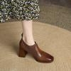 Fashion 2025 Spring/Autumn Women Party Prom Chunky Heel Pumps Genuine Leather Pumps Square Toe Loafers Woman High Heels Shoes for Women
