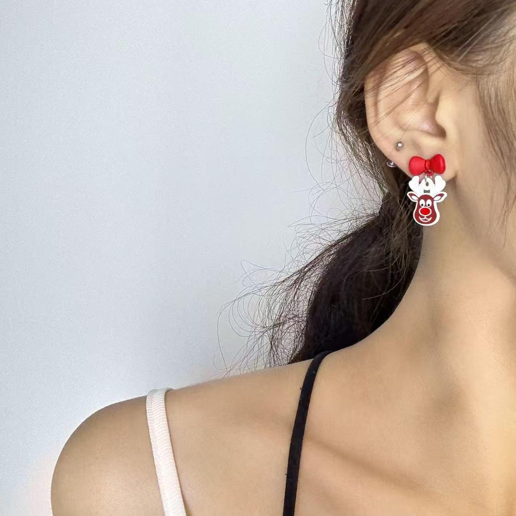 Σκουλαρίκια Κινούμενων Σχεδίων με Καμπανάκι Ταράνδου - Χαριτωτά & Δημιουργικά Χριστουγεννιάτικα Κρεμαστά για Γυναίκες