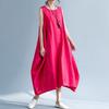 2024 Summer Women's Solid Color Pocket Skirt Casual Loose Black Dress with Round Neckline