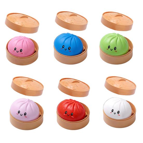 Hračka na úlevu od stresu v podobě pařené buchty s parním hrncem, simulace plněné buchty, mačkací senzorická hračka, měkká TPR, čínská buchta, fidget hračka