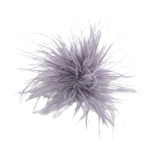 Women Brooch Pin with Fluffy Light Feather Design Hairpin Multi-Use серый