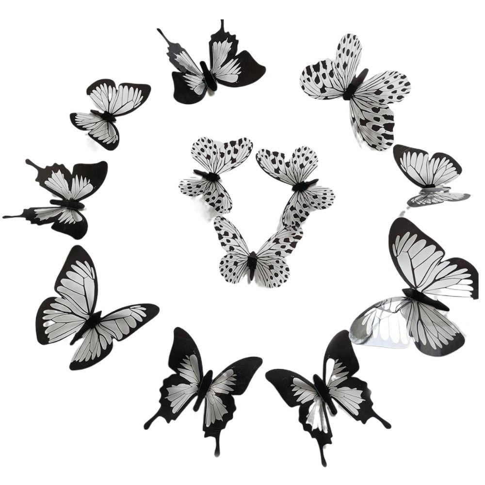 

and White Texture Easy to Use Butterfly Wall Stickers Art Wall Decals Butterflies Decals Home Decor 12pcs