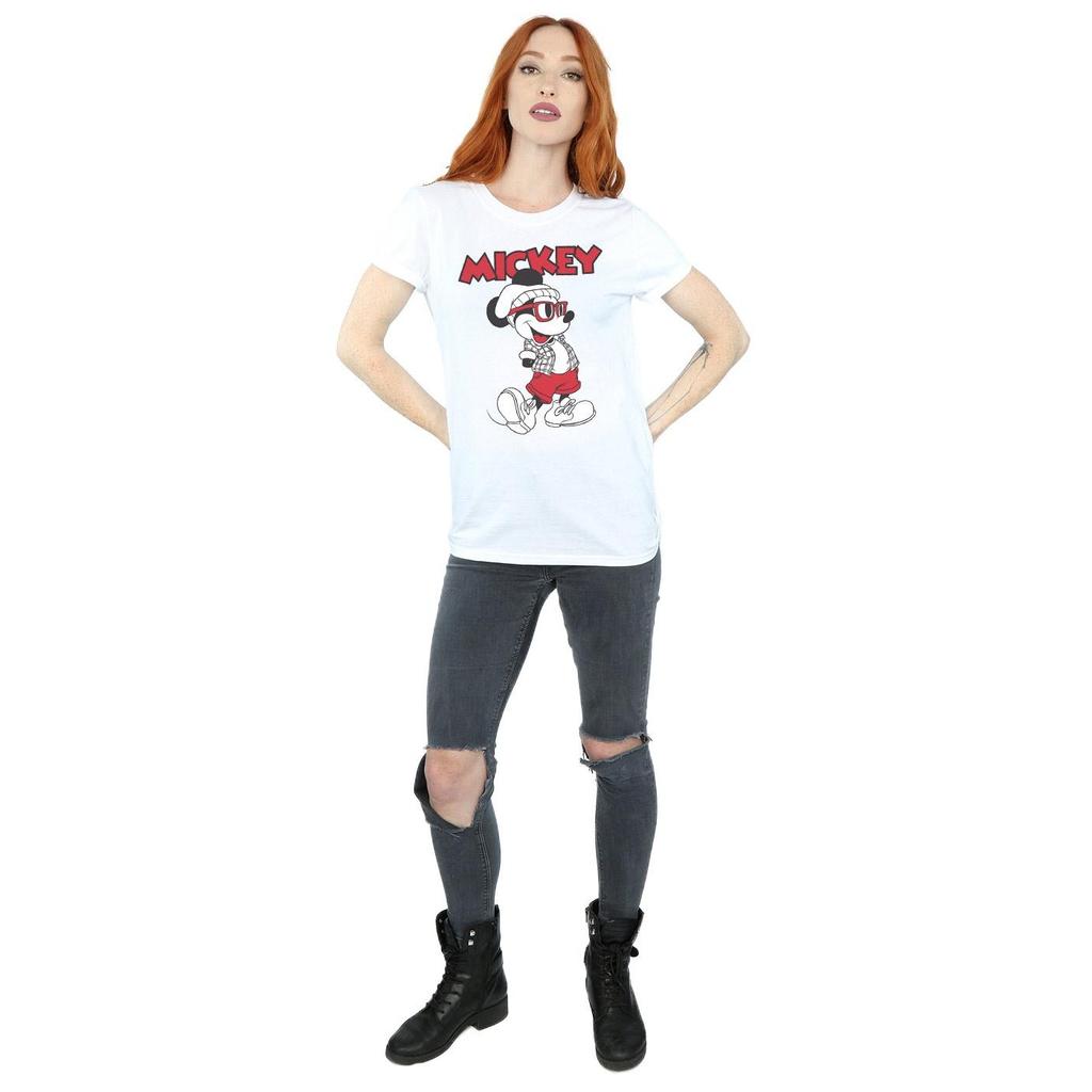 Disney Womens/Ladies Mickey Mouse Hipster Cotton Boyfriend T-Shirt