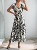 2026 Summer European Floral V-Neck Sleeveless Waist-Cinching Dress for Women