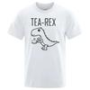 Camisetas para hombre y mujer, camisetas divertidas con diseño de dinosaurio Tea Rex que beben café, camisetas casuales de moda, camisetas de calle de alta calidad