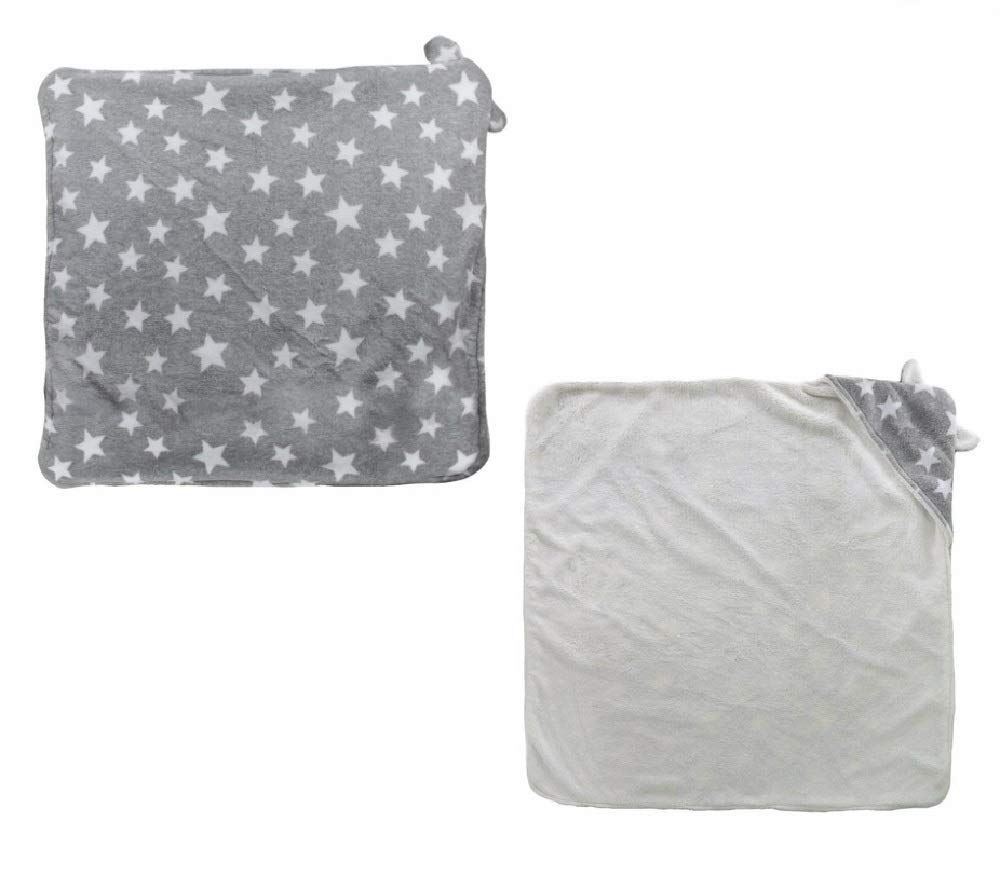 CREDIBLE Baby Bathrobe, Cute Star Print Swaddle and Baby Bib Set of 6 for Toddlers with Original Merchandise (Gray, Boys' Set) BM0241