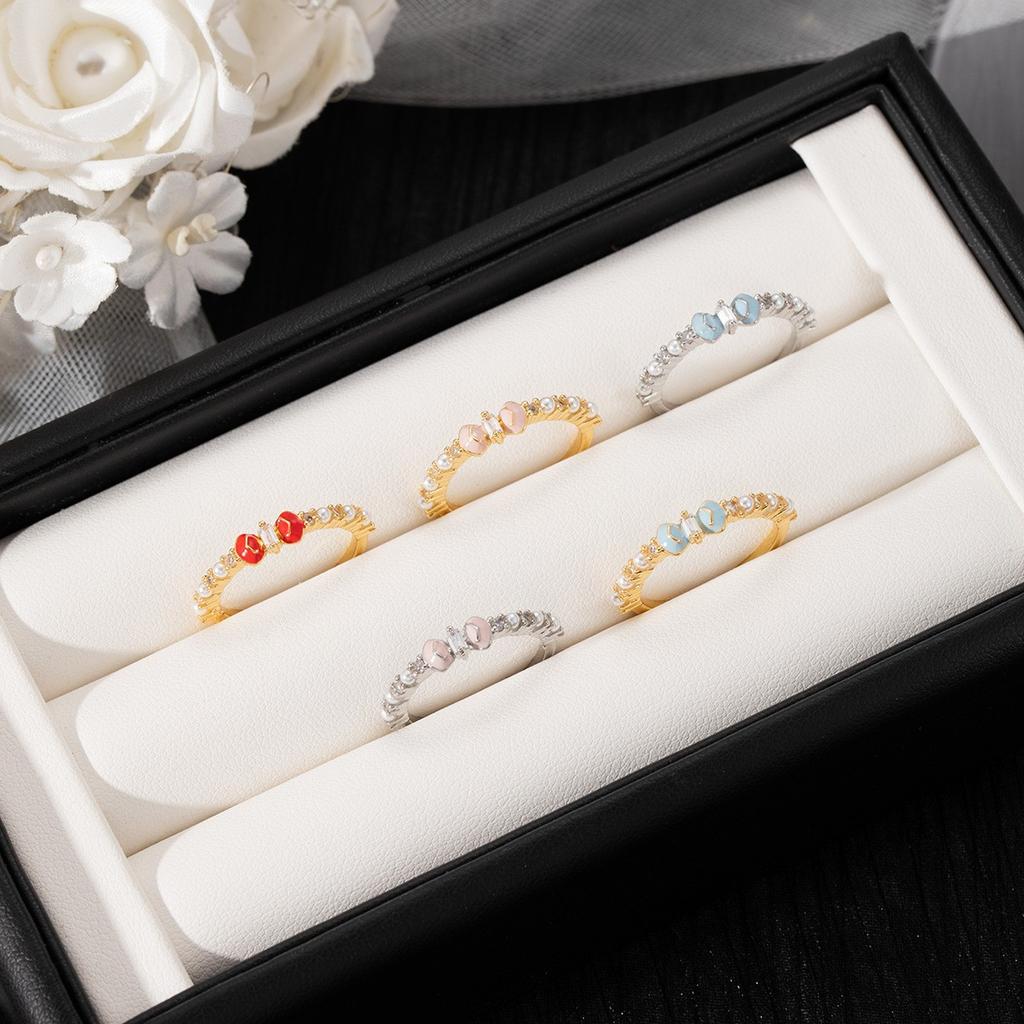 Summer French Light Luxury Enamel Bow Open Ring Women'S Cold Sense Simple Exquisite Fashion Jewelry