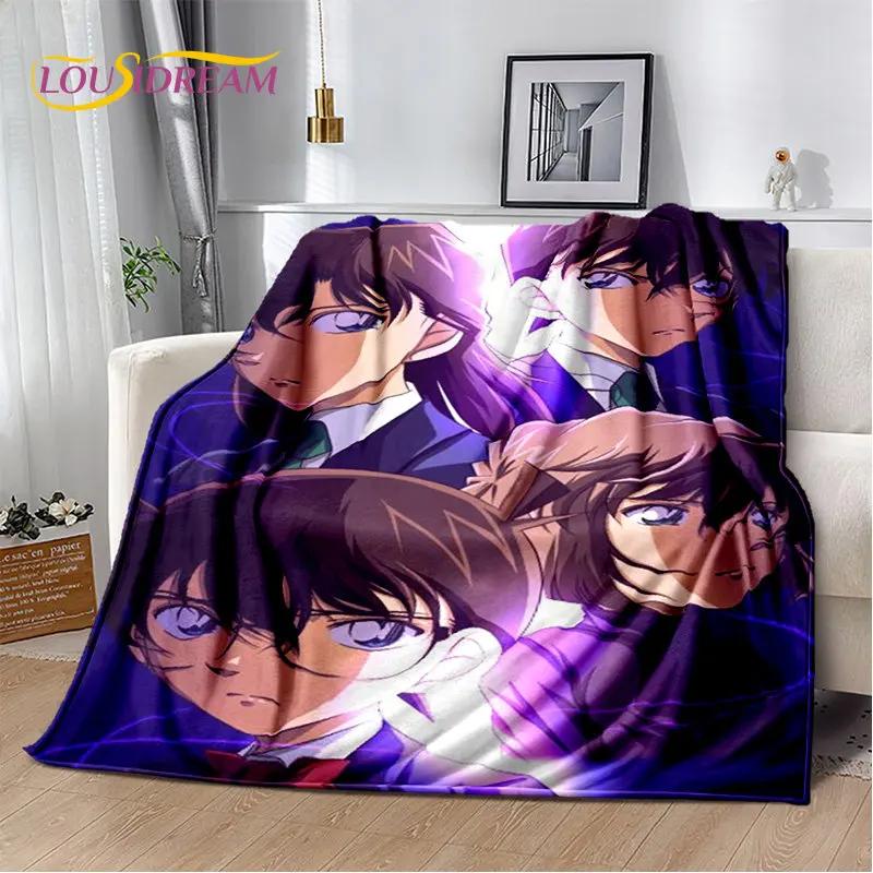 Detektyw Conan Cartoon Anime miękki pluszowy koc, flanelowy koc rzut koc do salonu sypialnia kanapa z funkcją spania narzuta na piknik 3D