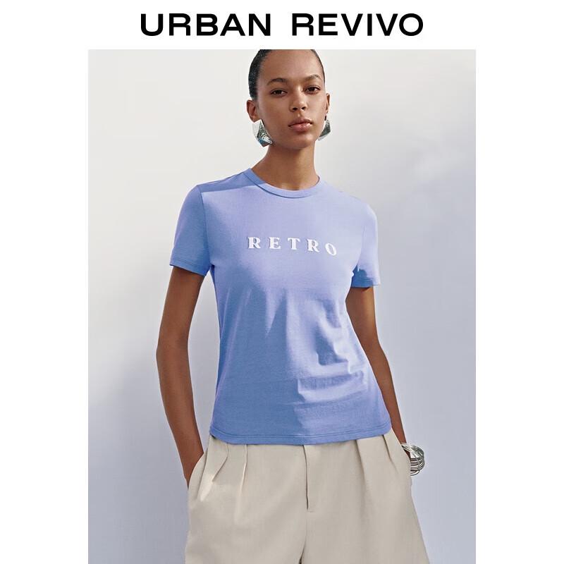 Женская хлопковая футболка UR 2025 Осень, Color-Block, с буквой S