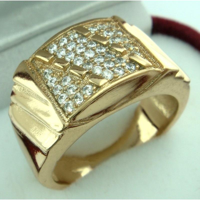 Gold-plated couple diamond ring European and American fashion men's and women's popular ring rings