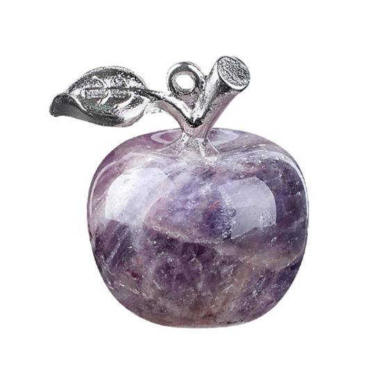 DIY Necklace Pendant Fruit Shape Natural Faux Crystal Pendant with Electroplated Silver Leaf Buckle 20mm Mini Ornament
