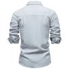 Chemise homme manches longues printemps automne doux décontracté couleur unie à col rabattu simple boutonnage