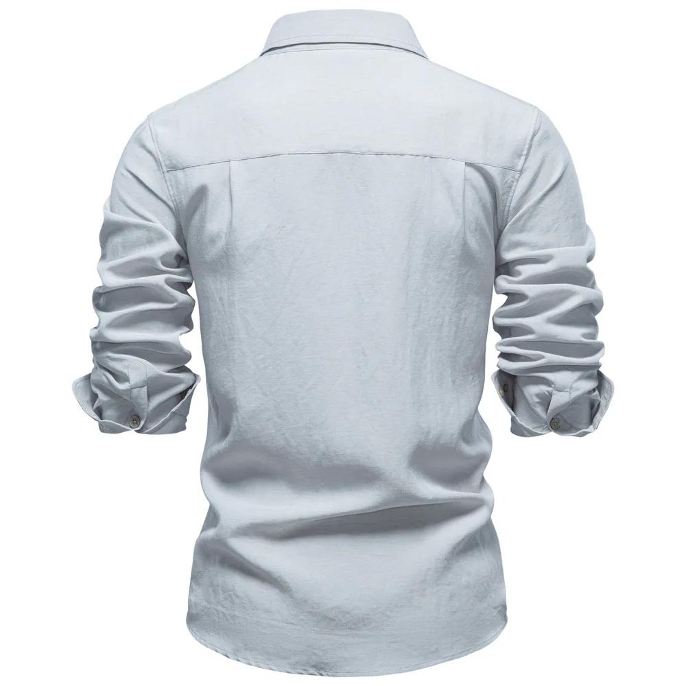Chemise homme manches longues printemps automne doux décontracté couleur unie à col rabattu simple boutonnage