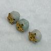 1Pc, Natural Stone Beads with Square Golden Accents, White Jade Beads, 1.1×1.1cm, for DIY Necklace Accessories, Jewelry Making, Unique Christmas Gifts