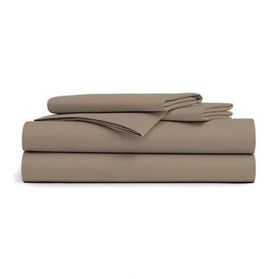 Drap Plat - DUBLANC - 180x290cm - Taupe Clair - 100% Coton - Grand Bonnet Extensible