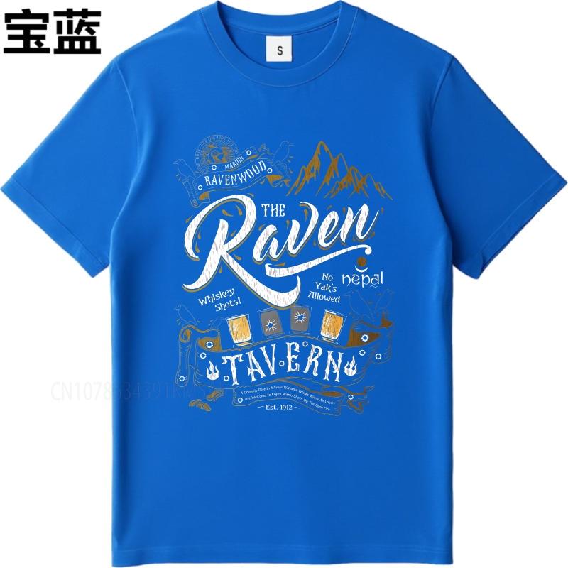 Fashion summer Unisex tshirt The Raven Tavern With Mountains And Drinks Short Sleeve Solid Color O Neck Top tees