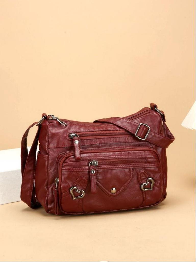 Elegante Mehrschichtige Umhängetasche aus Weichem Leder für Mütter mittleren Alters und ältere Mütter