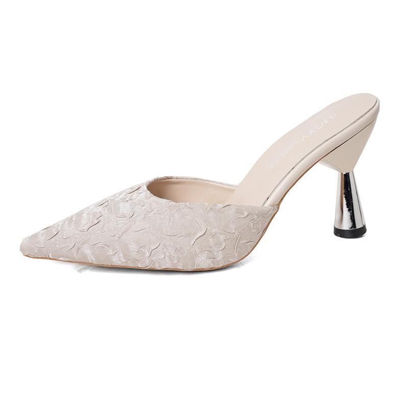 33 Small Size Spring and Summer New Bag Head Half Drag Versatile Fashion Pointed Thin Heel High Heels Fitting Müller Cool Slippers Tide