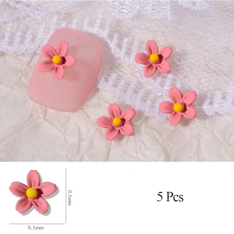 5 Sets of Nail Metal Small Flower Nails Frosted Hyuna Three-dimensional Color Flower Nail Art Accessories