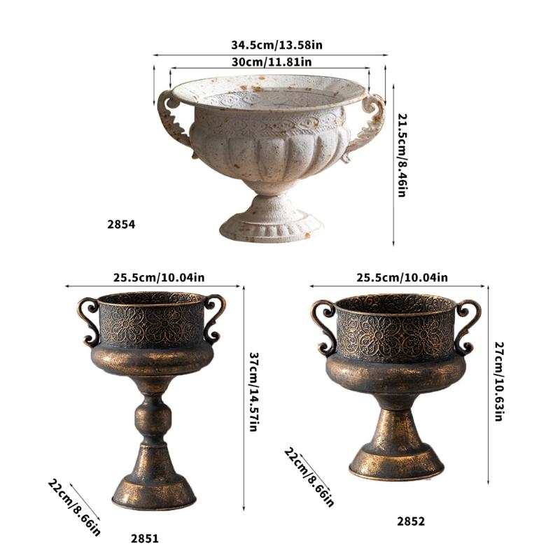 Antique Iron Planter Pot Featuring Round Shape And Embossed Pattern For Garden Terraces Home Indoor Outdoor Decoration