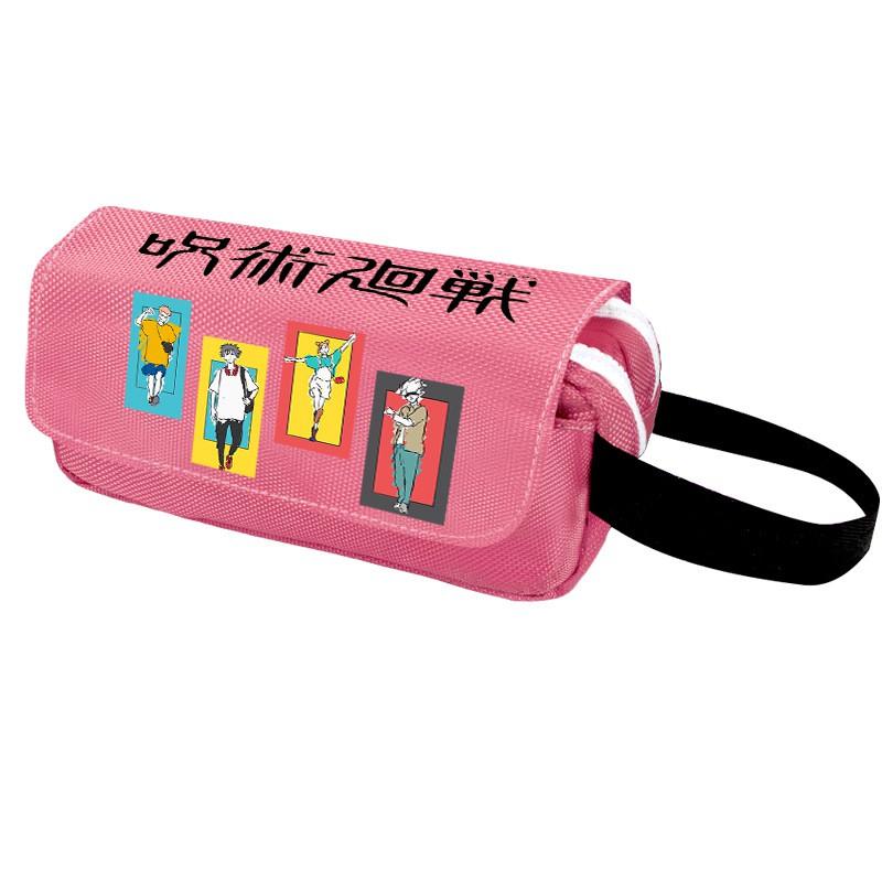 Anime Jujutsu Kaisen Pencil Case Double Zipper Large Capacity Canvas Stationery Organizer Students