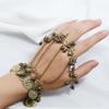 Pulseira com Sino de Franja de Cinco Dedos com Moeda Retrô para Mulheres Boho Hippie Festa na Praia Pulseira Étnica Joia Presente