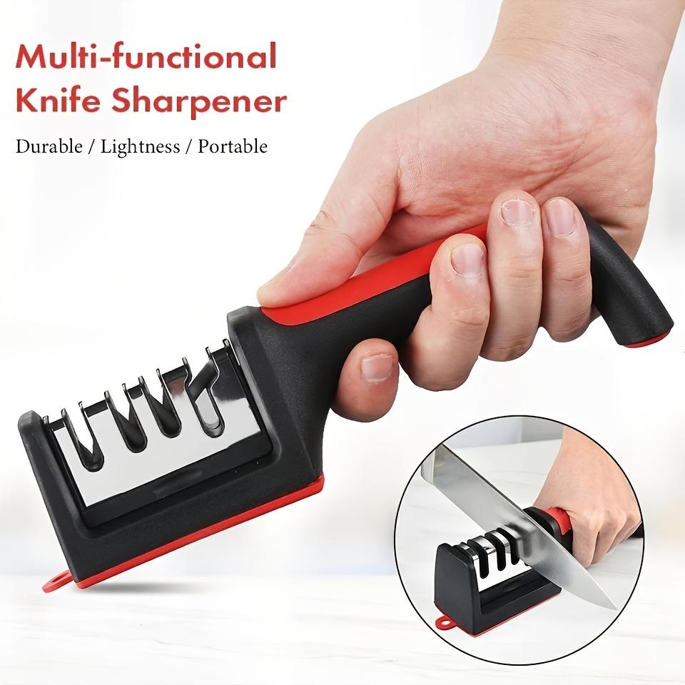 3-Stage Knife Sharpener, Kitchen Knife Sharpening Tool, Multi-Function Ceramic Tungsten Steel Sharpener for Home Use