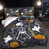 3-Piece Halloween Skeleton Pattern, 1 Quill Cover+2 Pillowcases, Coreless, Soft And Comfortable Quill Cover Set