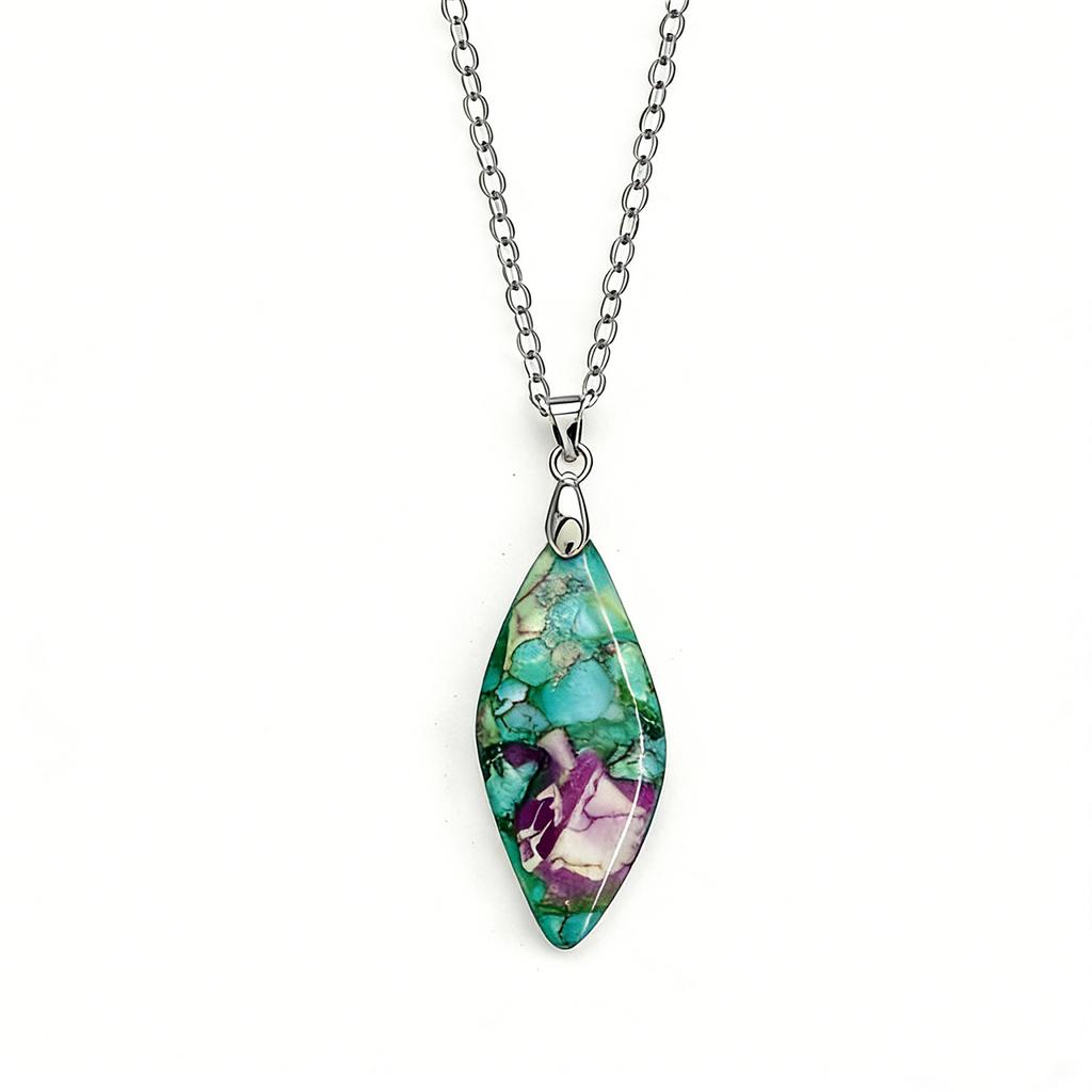 Exclusive Natural Stone Plated 18K Real Gold Chain Pendant Necklace Earrings Jewelry