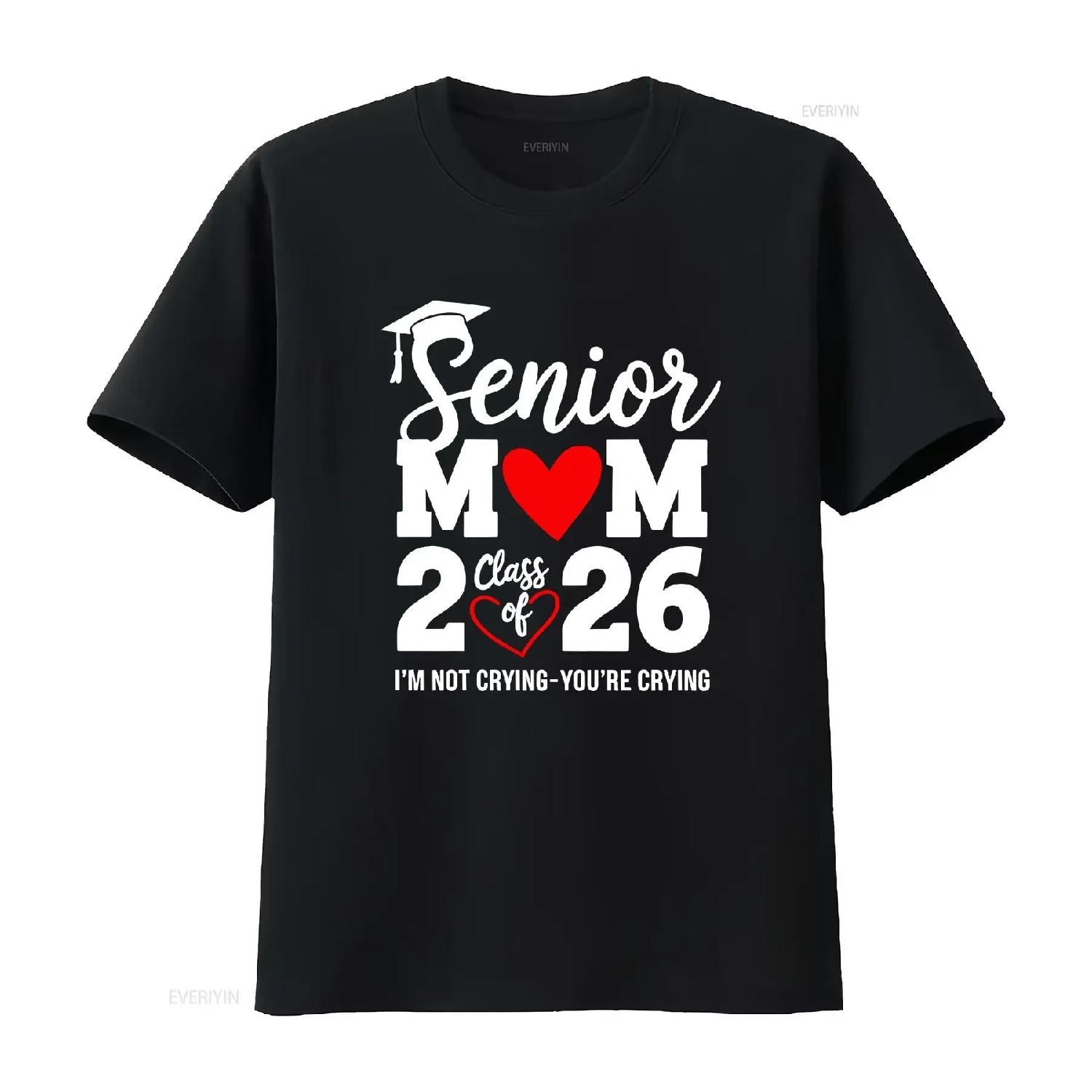 

Senior Mom 2026 T Shirt Class Of Graduation Graduate s vintage Washed graphic Slightly Versatile Top For Everyday Wear S чёрный