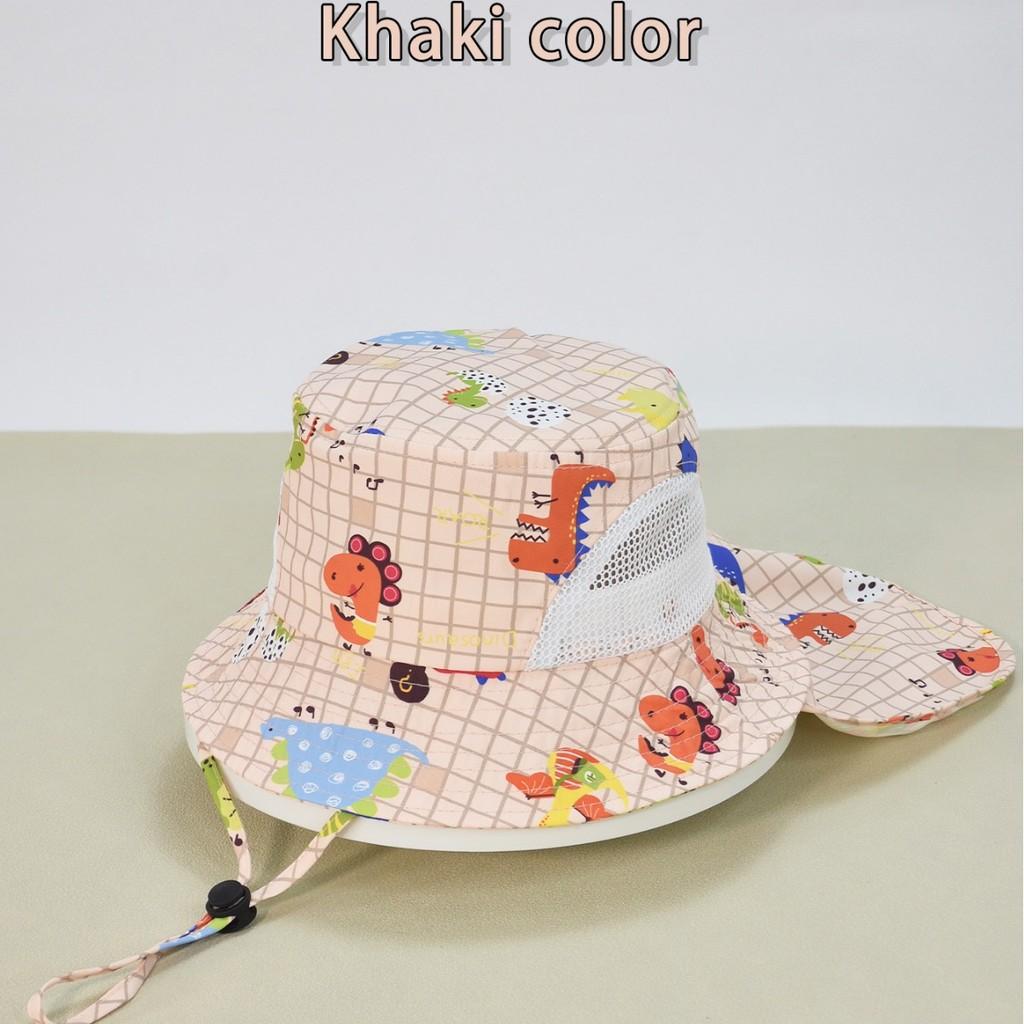 Summer Kids Sun Hat With Wide Brim Cotton Polyester Uv Protection For Boys Girls