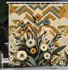 Modern Geometric Floral Waterproof Shower Curtain -Bold Abstract Shapes &Vibrant Flowers for Stylish,Contemporary Bathroom Decor