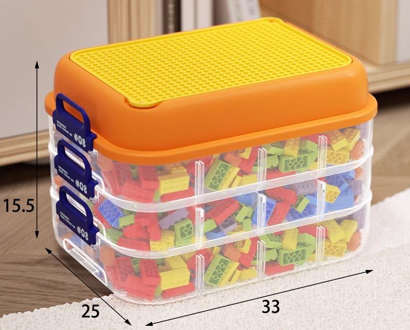 3 Layers Building Block Storage Box Organizer with Lid Transparent Figures Toy Storage Box Kids Assembly Parts Grids Storage Box