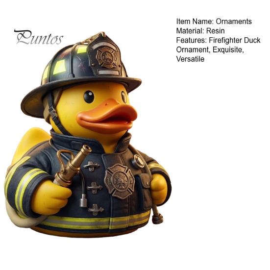 Figurine Canard Pompier Meuble Doux Créatif pour la Maison, Ornement de Bureau en Résine Durable, Ornement de Tableau de Bord de Voiture Statue Jaune pour Décoration de Bureau