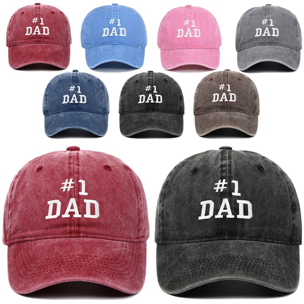 

Adjustable #1 DAD Embroidery Baseball Caps Hiphop Sunscreen Hats Fashion Distressed Faded Cap чёрный